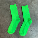 CHAOZHU  Japanese Korea High School Girls High Socks Loose Solid Colors Double Needles Knitting Cotton Long Socks Women