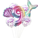 Little Mermaid Party Balloons 32inch Number Foil Balloon Kids Birthday Party Decoration Supplies Baby Shower Decor Helium Globos