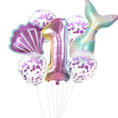 Little Mermaid Party Balloons 32inch Number Foil Balloon Kids Birthday Party Decoration Supplies Baby Shower Decor Helium Globos