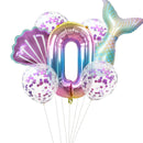 Little Mermaid Party Balloons 32inch Number Foil Balloon Kids Birthday Party Decoration Supplies Baby Shower Decor Helium Globos