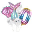 Little Mermaid Party Balloons 32inch Number Foil Balloon Kids Birthday Party Decoration Supplies Baby Shower Decor Helium Globos
