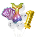 Little Mermaid Party Balloons 32inch Number Foil Balloon Kids Birthday Party Decoration Supplies Baby Shower Decor Helium Globos