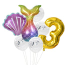 Little Mermaid Party Balloons 32inch Number Foil Balloon Kids Birthday Party Decoration Supplies Baby Shower Decor Helium Globos