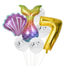 Little Mermaid Party Balloons 32inch Number Foil Balloon Kids Birthday Party Decoration Supplies Baby Shower Decor Helium Globos