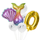Little Mermaid Party Balloons 32inch Number Foil Balloon Kids Birthday Party Decoration Supplies Baby Shower Decor Helium Globos