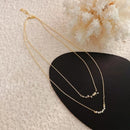 2020 High Quality Korean 14k Gold Plated Fine Jewelry Women Fairy Double Chains Necklaces for Female Star Moon Pendant Mom Gifts