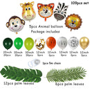 109pcs Palm Leaf Animal Balloons Garland Arch Kit Jungle Safari Party Supplies Favors Kids Birthday Party Baby Shower Boy Decor