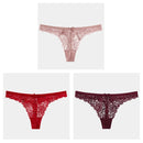 3Pcs/Lot Sexy Lace Thong Low Waist Lace Transparent Panties Women Hollow out Breathable G String Briefs Bow Underwear Lingerie