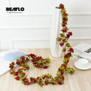 2.2M Artificial rose flowers rattan autumn Small Peony String decor silk fake garland for wedding home hotel Garden Decoration