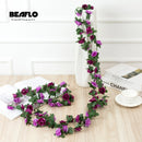2.2M Artificial rose flowers rattan autumn Small Peony String decor silk fake garland for wedding home hotel Garden Decoration