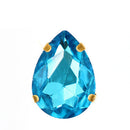 Teardrop Colorful Glass Sew On Rhinestones With Gold Claw Handicrafts sew on Stones For Garment clothing accessories