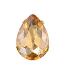 Teardrop Colorful Glass Sew On Rhinestones With Gold Claw Handicrafts sew on Stones For Garment clothing accessories