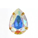 Teardrop Colorful Glass Sew On Rhinestones With Gold Claw Handicrafts sew on Stones For Garment clothing accessories