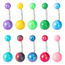 1-10PCs Colorful Acrylic Belly Bars Pircing Navel Ring Stud Women Piercing Belly Button Surgical Steel Post Sexy Piercings 14G
