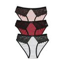 3PCS New Cotton Panties Women Comfortable Underwears Sexy Low-Rise Underpants Female Lace Lingerie Briefs Skin-friendly