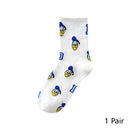 8 Pairs Disney Cartoon Socks Cute Mickey Minnie Daisy Donald Winnie Piglet Print White Funny Harajuku Fashion Kawaii Girl Sock