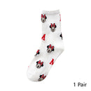 8 Pairs Disney Cartoon Socks Cute Mickey Minnie Daisy Donald Winnie Piglet Print White Funny Harajuku Fashion Kawaii Girl Sock