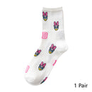 8 Pairs Disney Cartoon Socks Cute Mickey Minnie Daisy Donald Winnie Piglet Print White Funny Harajuku Fashion Kawaii Girl Sock