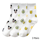 8 Pairs Disney Cartoon Socks Cute Mickey Minnie Daisy Donald Winnie Piglet Print White Funny Harajuku Fashion Kawaii Girl Sock