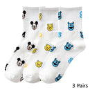 8 Pairs Disney Cartoon Socks Cute Mickey Minnie Daisy Donald Winnie Piglet Print White Funny Harajuku Fashion Kawaii Girl Sock