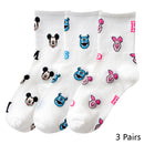 8 Pairs Disney Cartoon Socks Cute Mickey Minnie Daisy Donald Winnie Piglet Print White Funny Harajuku Fashion Kawaii Girl Sock