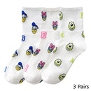 8 Pairs Disney Cartoon Socks Cute Mickey Minnie Daisy Donald Winnie Piglet Print White Funny Harajuku Fashion Kawaii Girl Sock