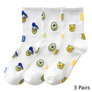 8 Pairs Disney Cartoon Socks Cute Mickey Minnie Daisy Donald Winnie Piglet Print White Funny Harajuku Fashion Kawaii Girl Sock
