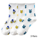 8 Pairs Disney Cartoon Socks Cute Mickey Minnie Daisy Donald Winnie Piglet Print White Funny Harajuku Fashion Kawaii Girl Sock