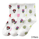 8 Pairs Disney Cartoon Socks Cute Mickey Minnie Daisy Donald Winnie Piglet Print White Funny Harajuku Fashion Kawaii Girl Sock