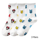 8 Pairs Disney Cartoon Socks Cute Mickey Minnie Daisy Donald Winnie Piglet Print White Funny Harajuku Fashion Kawaii Girl Sock