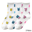 8 Pairs Disney Cartoon Socks Cute Mickey Minnie Daisy Donald Winnie Piglet Print White Funny Harajuku Fashion Kawaii Girl Sock