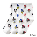 8 Pairs Disney Cartoon Socks Cute Mickey Minnie Daisy Donald Winnie Piglet Print White Funny Harajuku Fashion Kawaii Girl Sock