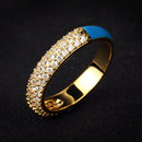 10 Colors Simple Style Enamel Ring Paved With Shiny Cubic Zircon Stone Fashion Wed Engage Ring For Women