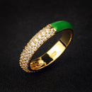 10 Colors Simple Style Enamel Ring Paved With Shiny Cubic Zircon Stone Fashion Wed Engage Ring For Women