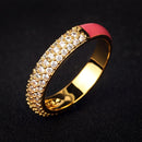 10 Colors Simple Style Enamel Ring Paved With Shiny Cubic Zircon Stone Fashion Wed Engage Ring For Women