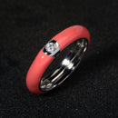 10 Colors Simple Style Enamel Ring Paved With Shiny Cubic Zircon Stone Fashion Wed Engage Ring For Women