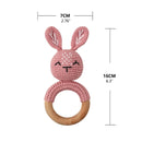 1pc Wooden Crochet Bunny Rattle Toy BPA Free Wood Ring Baby Teether Rodent Baby Gym Mobile Rattles Newborn Educational Toys