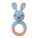 1pc Wooden Crochet Bunny Rattle Toy BPA Free Wood Ring Baby Teether Rodent Baby Gym Mobile Rattles Newborn Educational Toys