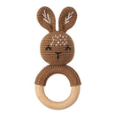 1pc Wooden Crochet Bunny Rattle Toy BPA Free Wood Ring Baby Teether Rodent Baby Gym Mobile Rattles Newborn Educational Toys