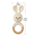 1pc Wooden Crochet Bunny Rattle Toy BPA Free Wood Ring Baby Teether Rodent Baby Gym Mobile Rattles Newborn Educational Toys