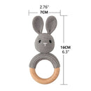 1pc Wooden Crochet Bunny Rattle Toy BPA Free Wood Ring Baby Teether Rodent Baby Gym Mobile Rattles Newborn Educational Toys