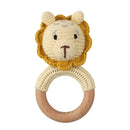 1pc Wooden Crochet Bunny Rattle Toy BPA Free Wood Ring Baby Teether Rodent Baby Gym Mobile Rattles Newborn Educational Toys