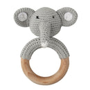 1pc Wooden Crochet Bunny Rattle Toy BPA Free Wood Ring Baby Teether Rodent Baby Gym Mobile Rattles Newborn Educational Toys