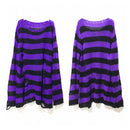 Punk Gothic Long Unisex Sweater 2020 Summer Women Striped Cool Hollow Out Hole Broken Jumper Loose Rock Thin Dark Streetwear Top