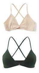 2 PCS Comfort Cotton Bra For Women French Style Bralette Deep V Triangle Cup Bralet Underwear Wireless Lingerie Push Up Bras