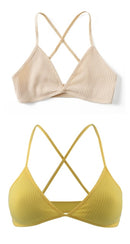 2 PCS Comfort Cotton Bra For Women French Style Bralette Deep V Triangle Cup Bralet Underwear Wireless Lingerie Push Up Bras