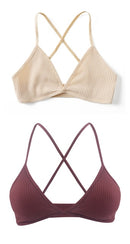 2 PCS Comfort Cotton Bra For Women French Style Bralette Deep V Triangle Cup Bralet Underwear Wireless Lingerie Push Up Bras