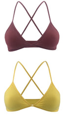 2 PCS Comfort Cotton Bra For Women French Style Bralette Deep V Triangle Cup Bralet Underwear Wireless Lingerie Push Up Bras