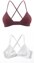 2 PCS Comfort Cotton Bra For Women French Style Bralette Deep V Triangle Cup Bralet Underwear Wireless Lingerie Push Up Bras