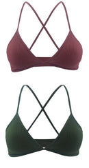 2 PCS Comfort Cotton Bra For Women French Style Bralette Deep V Triangle Cup Bralet Underwear Wireless Lingerie Push Up Bras